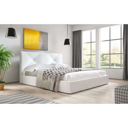 Čalouněná postel KARINO rozměr 140x200 cm Bílá TT-FURNITURE