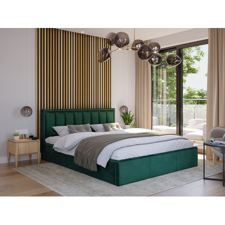 Čalouněná postel MOON rozměr 160x200 cm Tmavě zelená TT-FURNITURE