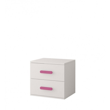 Noční stolek Smyk - bílá/růžová ID NÁBYTEK