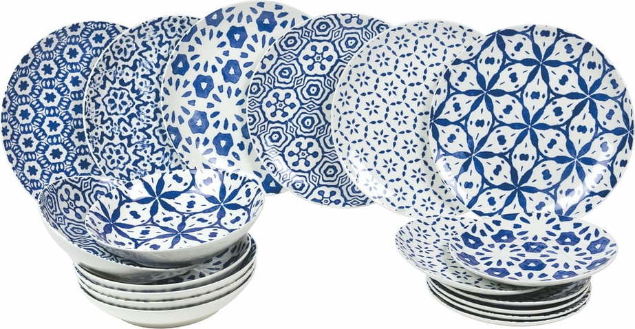 18dílná sada porcelánových talířů Villa d'Este Dark Bodrum Villa d'Este