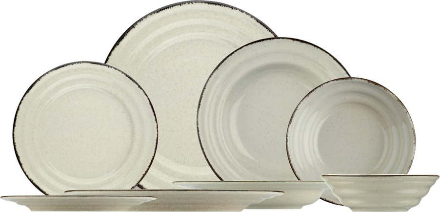 24dílná sada béžového porcelánového nádobí Kütahya Porselen Basis Kütahya Porselen