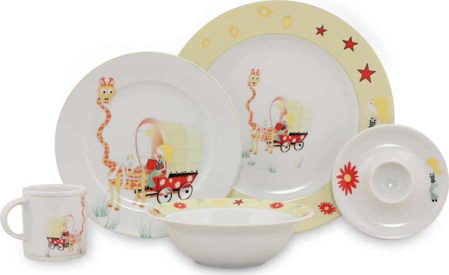 5dílný dětský porcelánový jídelní set Kütahya Porselen Giraffe Kütahya Porselen