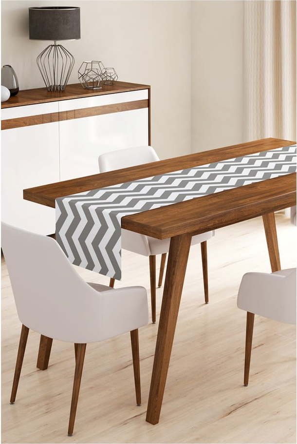Běhoun na stůl z mikrovlákna Minimalist Cushion Covers Grey Stripes