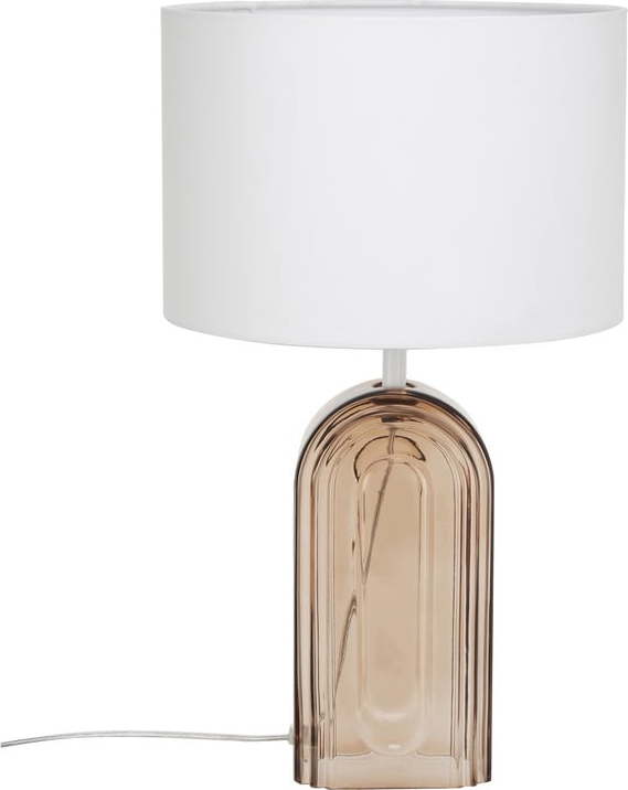Béžovo-bílá skleněná stolní lampa Westwing Collection Bela