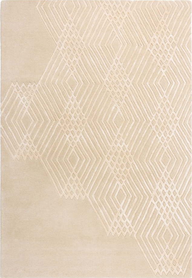 Béžový vlněný koberec Flair Rugs Diamonds