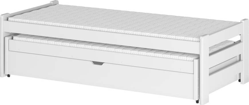 Bílá dětská postel s výsuvným lůžkem s úložným prostorem 90x200 cm Anis - Lano Meble Lano Meble