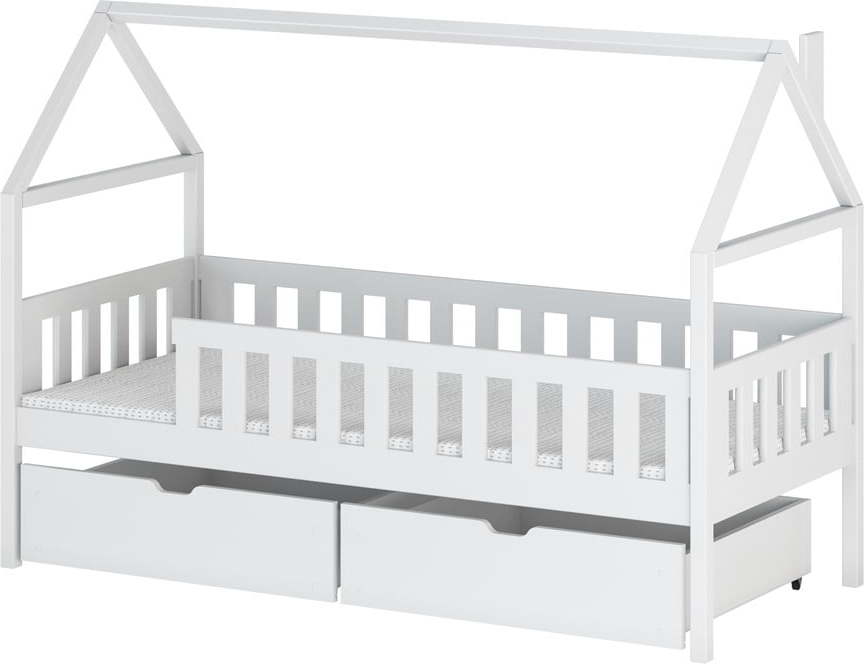 Bílá domečková dětská postel s úložným prostorem 80x160 cm Domi - Lano Meble Lano Meble