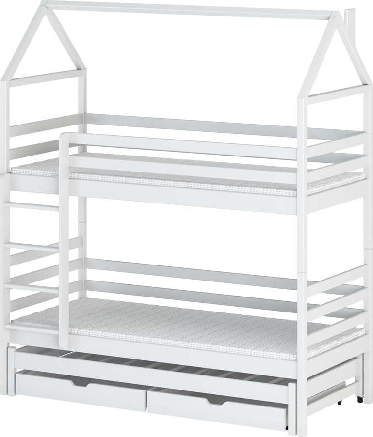 Bílá domečková/patrová dětská postel s úložným prostorem 90x200 cm Dalia - Lano Meble Lano Meble