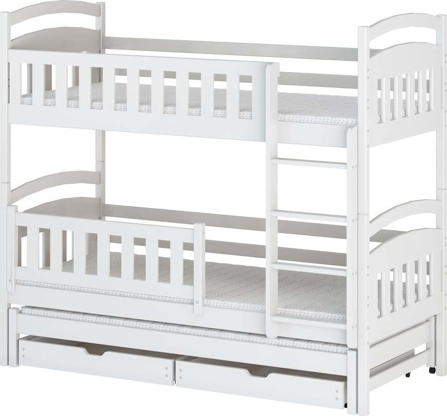 Bílá patrová dětská postel s úložným prostorem 70x160 cm Blanka - Lano Meble Lano Meble