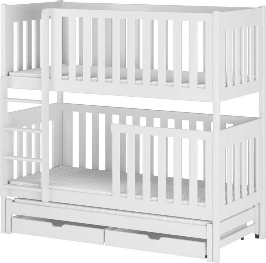 Bílá patrová dětská postel s úložným prostorem 70x160 cm Emilka - Lano Meble Lano Meble
