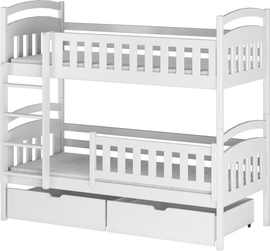Bílá patrová dětská postel s úložným prostorem 80x180 cm Ignas - Lano Meble Lano Meble