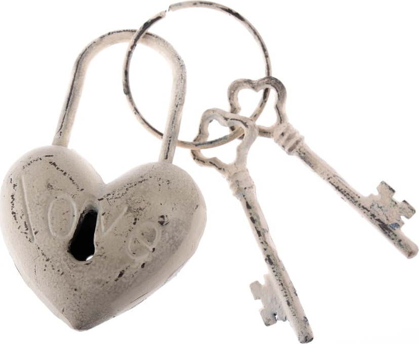 Bílé dekorativní litinové klíče Dakls Heart Rustico Dakls