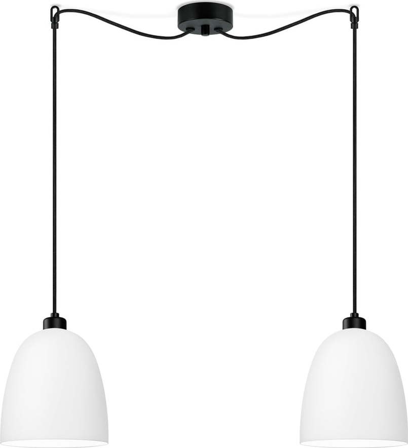 Bílé dvouramenné závěsné svítidlo s černým kabelem Sotto Luce Awa Matte Sotto Luce