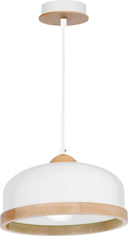 Bílé závěsné svítidlo s dřevěnými detaily Homemania Studio Uno Homemania