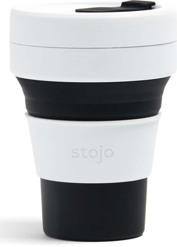 Bílo-černý skládací termohrnek Stojo Pocket Cup