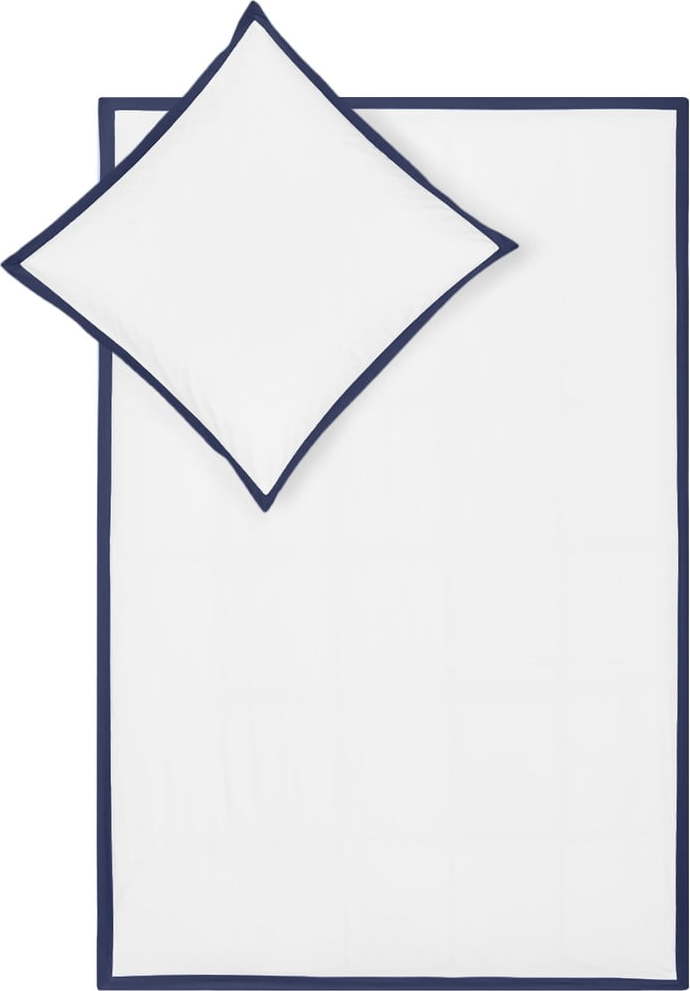 Bílo-modré povlečení na jednolůžko z bavlněného perkálu Westwing Collection Joanna