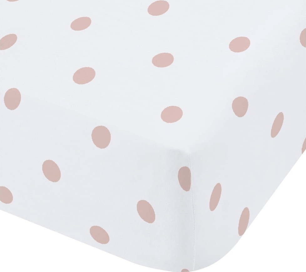 Bílo-růžové prostěradlo Catherine Polka Dotty