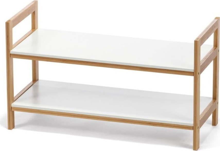 Bílý dvoupatrový botník s bambusovou konstrukcí Bonami Essentials Lora Bonami Essentials