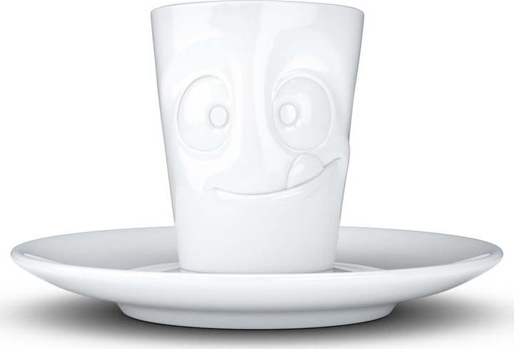 Bílý mlsný porcelánový šálek na espresso s podšálkem 58products