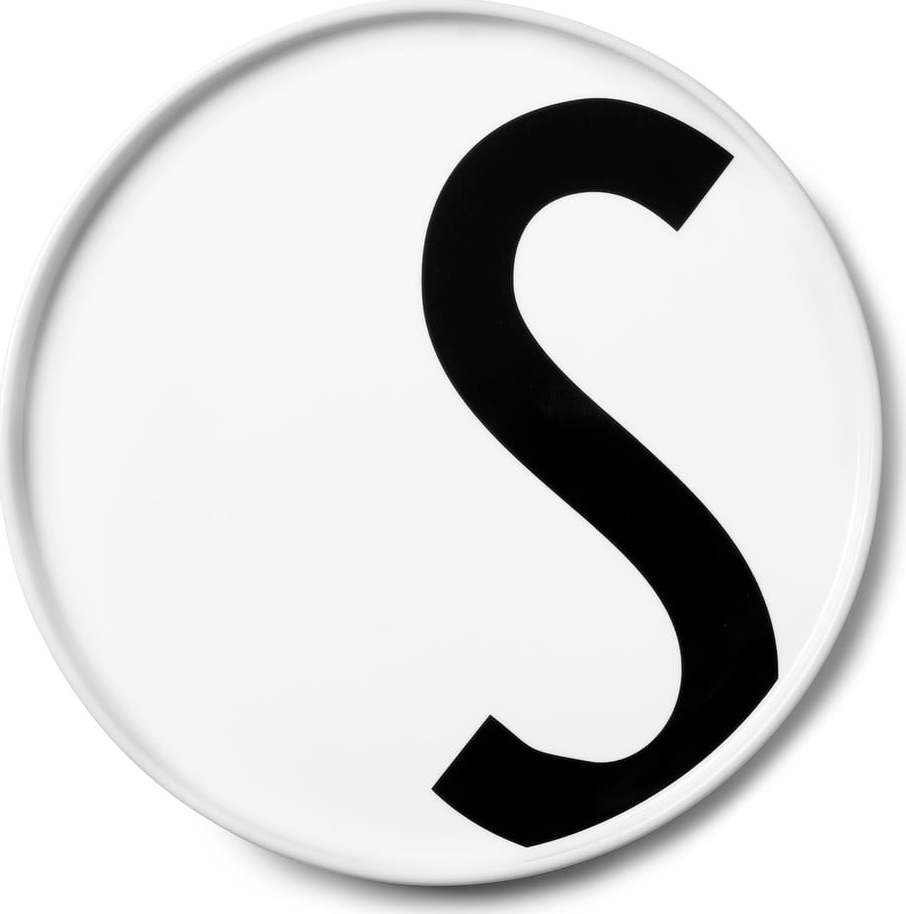 Bílý porcelánový dezertní talíř Design Letters S