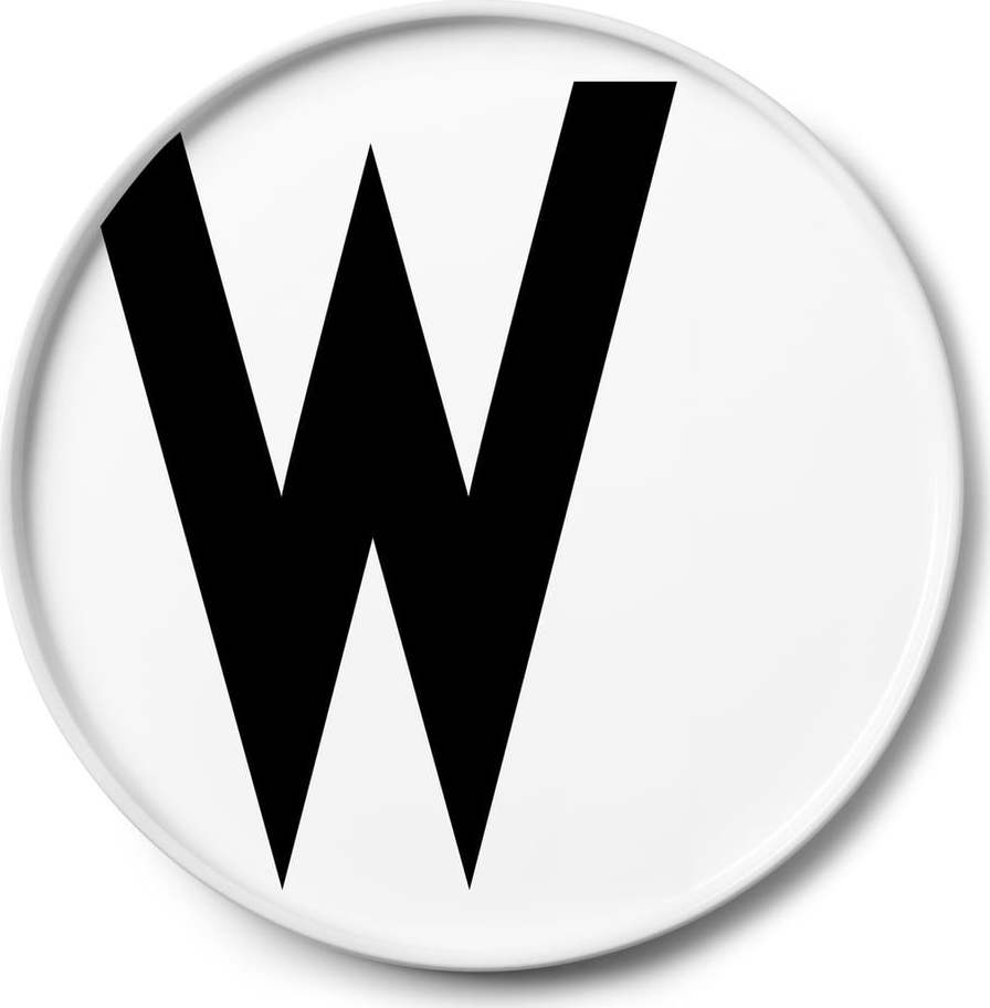 Bílý porcelánový dezertní talíř Design Letters W
