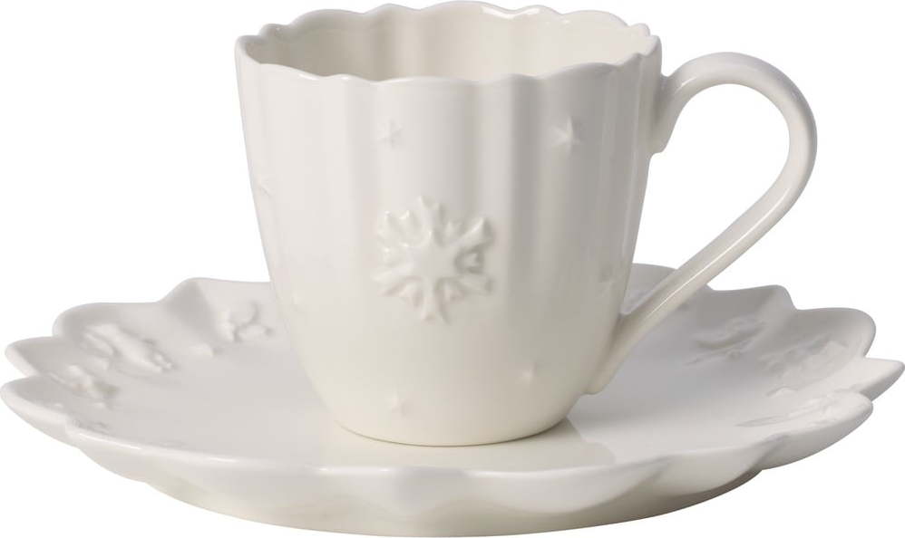 Bílý porcelánový hrnek s podšálkem s vánočním motivem Villeroy & Boch Villeroy & boch