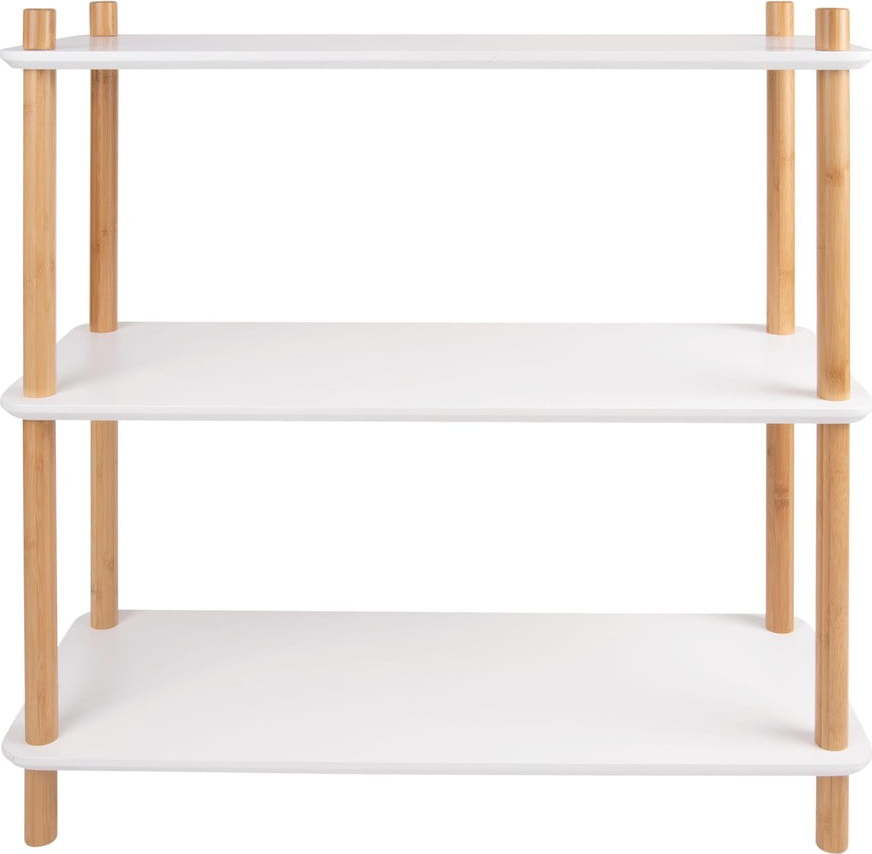 Bílý regál s bambusovými nohami Leitmotiv Cabinet Simplicity