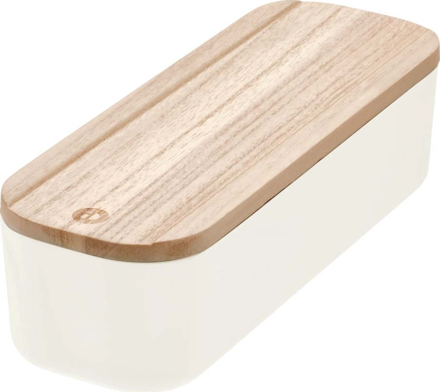 Bílý úložný box s víkem ze dřeva paulownia iDesign Eco