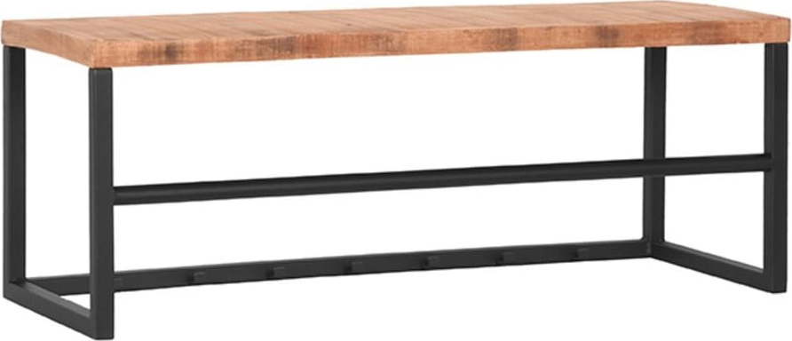 Černá kovová lavice s dřevěnou deskou LABEL51 Kapstok LABEL51