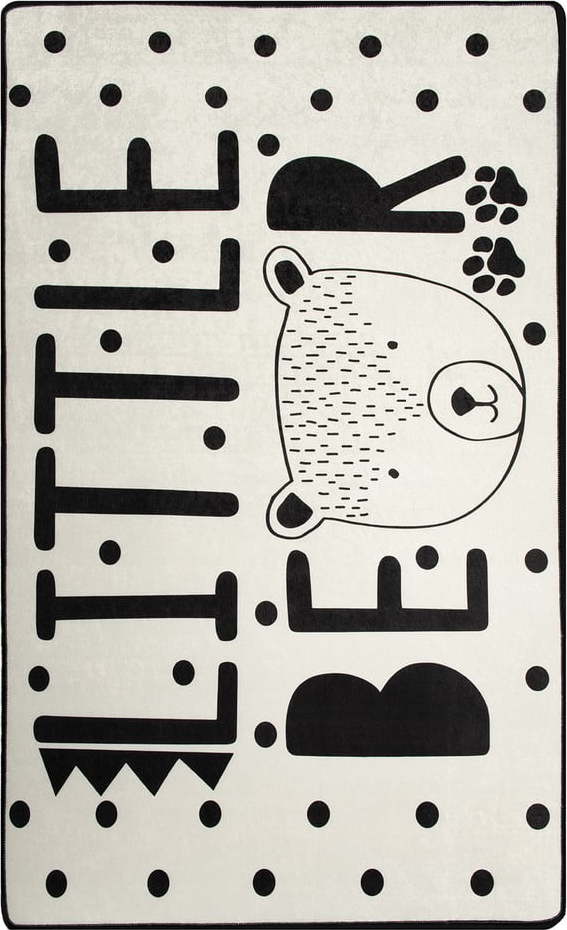Černo-bílý dětský protiskluzový koberec Chilai Little Bear