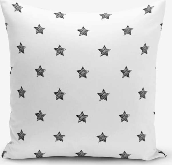 Černo-bílý povlak na polštář s příměsí bavlny Minimalist Cushion Covers White Background Star