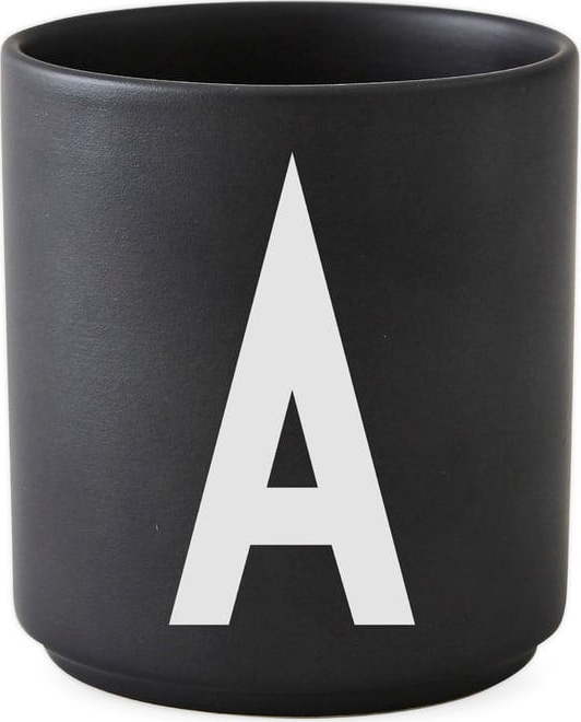 Černý porcelánový hrnek Design Letters Alphabet A
