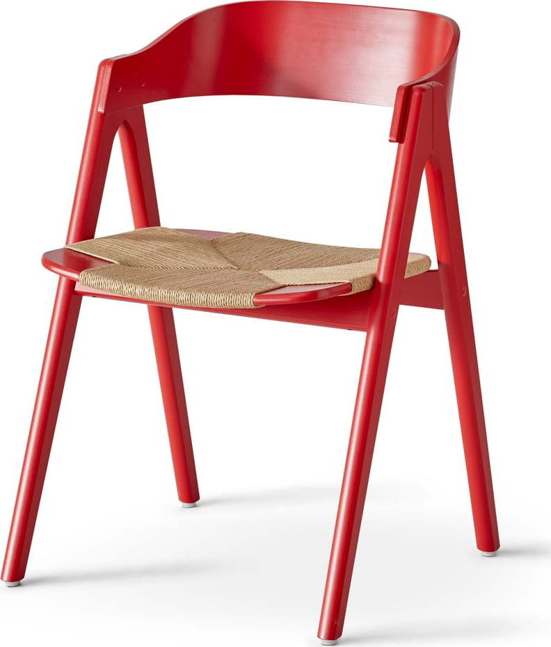 Červená jídelní židle z bukového dřeva s ratanovým sedákem Findahl by Hammel Mette Hammel Furniture