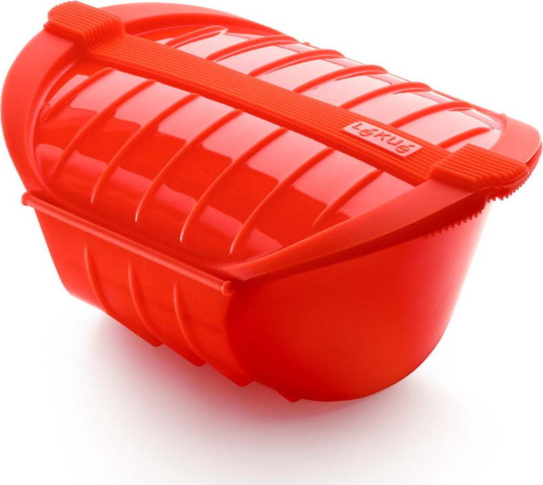 Červená silikonová nádoba pro vaření v páře Lékué Deep Steam Case L LÉKUÉ