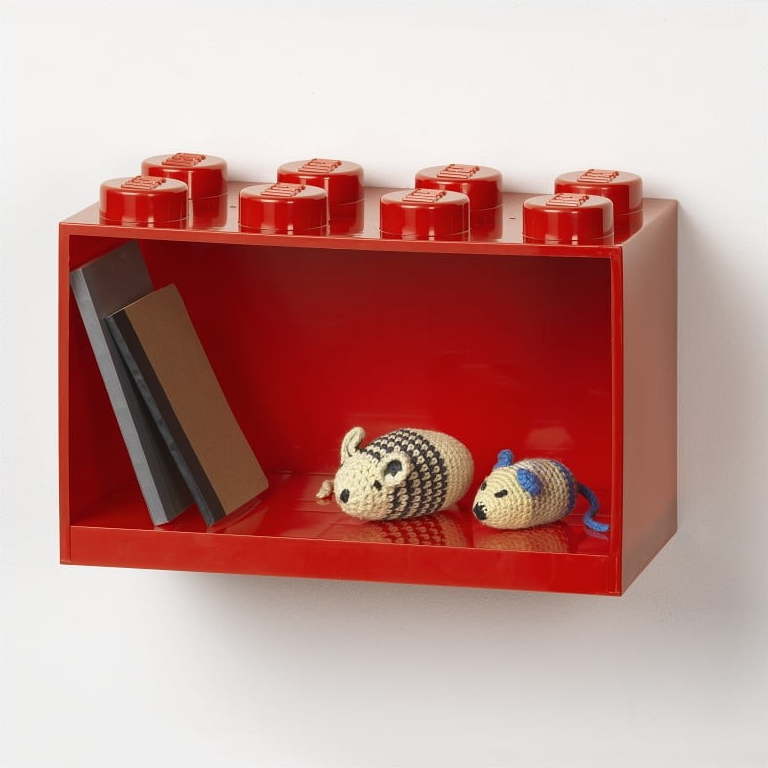 Dětská červená nástěnná police LEGO® Brick 8 LEGO
