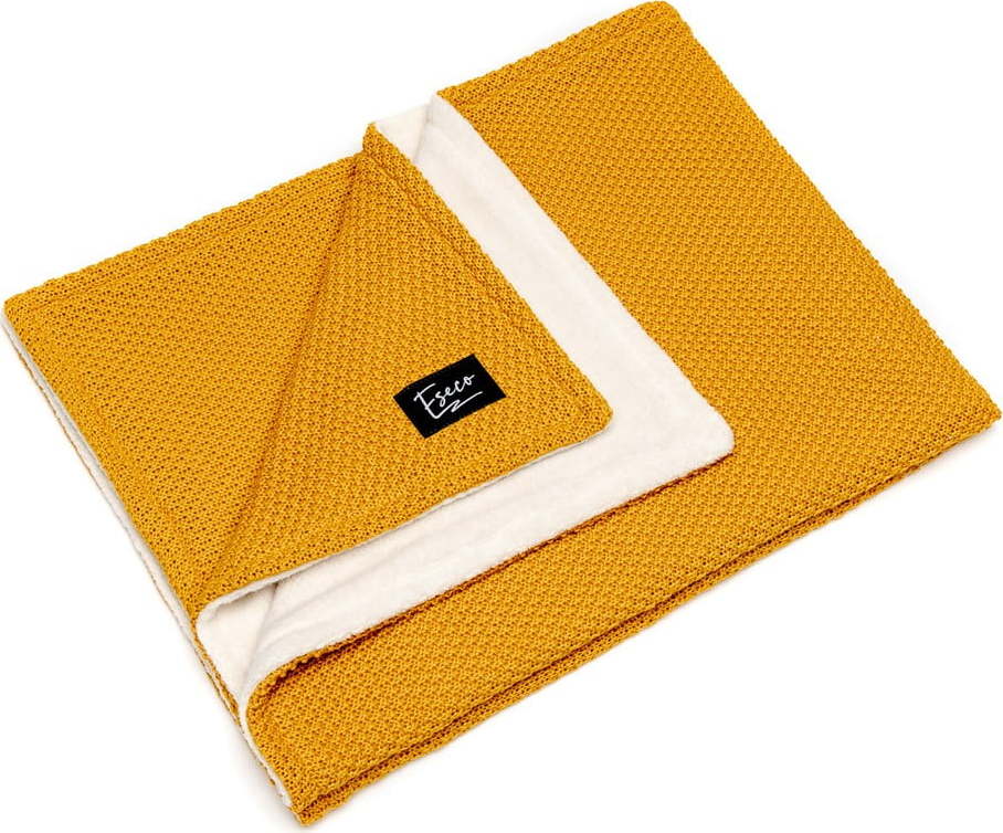 Hořčicově žlutá dětská pletená deka ESECO Winter