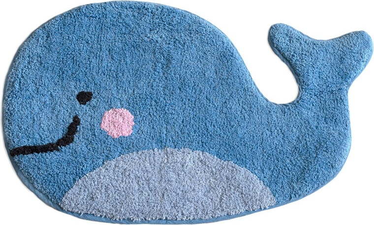 Modrá bavlněná koupelnová předložka Mr. Fox Blue Whale