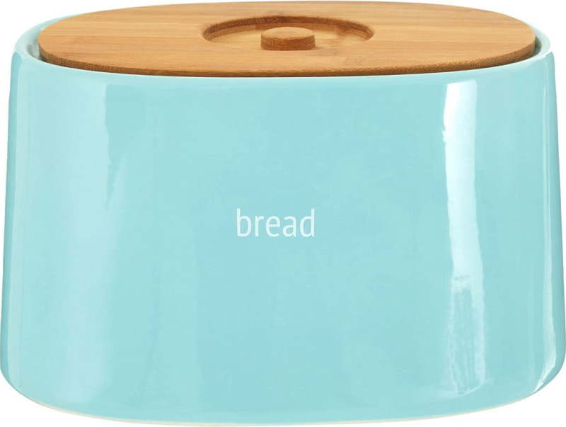 Modrý chlebník s bambusovým víkem Premier Housewares Fletcher