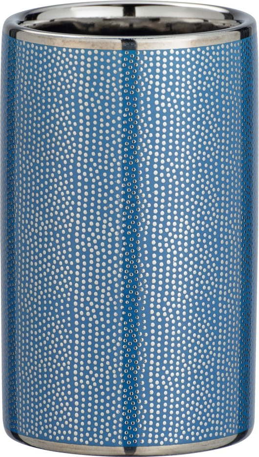 Modrý keramický kelímek na kartáčky s detailem ve stříbrné barvě Wenko Nuria WENKO