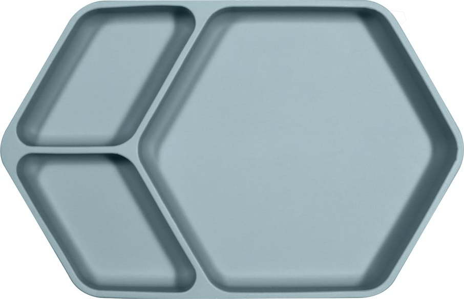 Modrý silikonový dětský talíř Kindsgut Squared