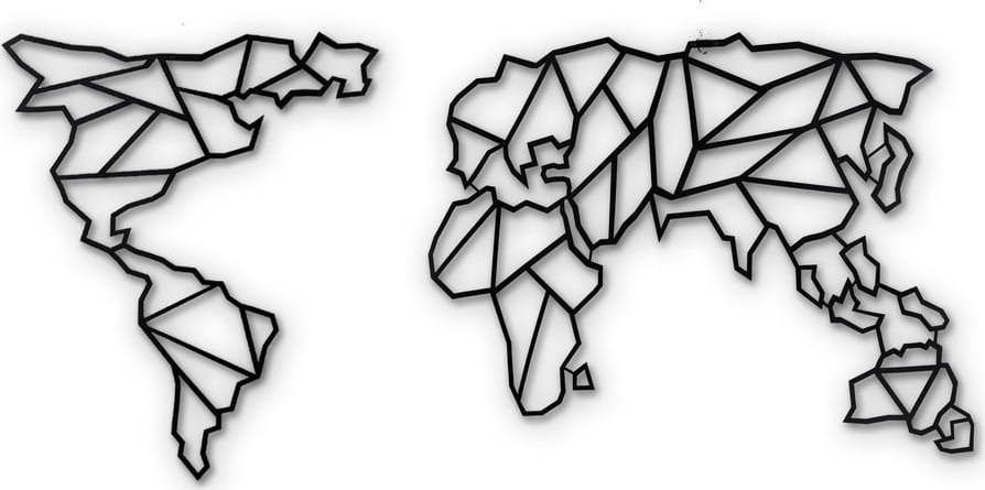 Nástěnná kovová dekorace Map Of The World Clear