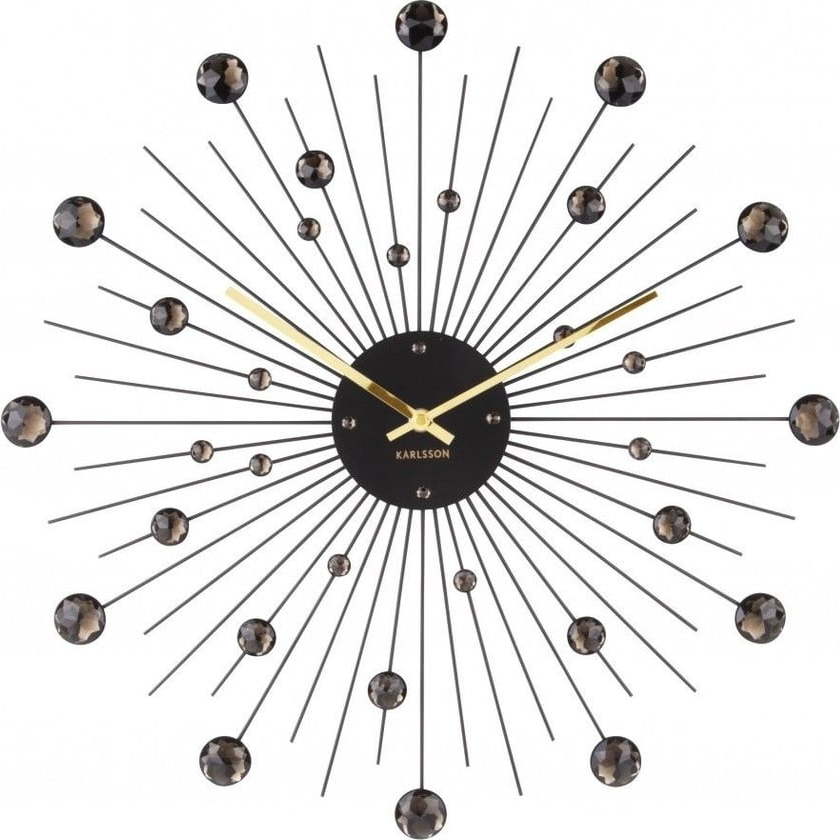 Nástěnné hodiny z krystalů černé barvy Karlsson Sunburst Karlsson