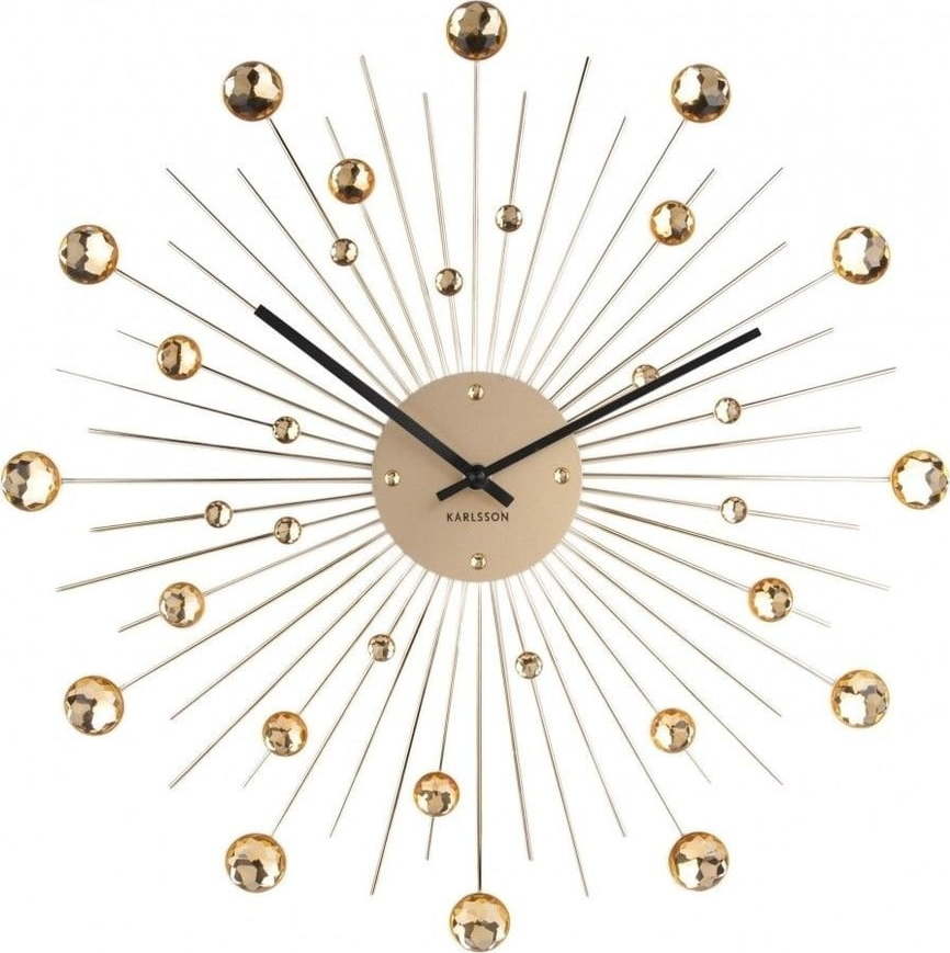 Nástěnné hodiny z krystalů zlaté barvy Karlsson Sunburst Karlsson