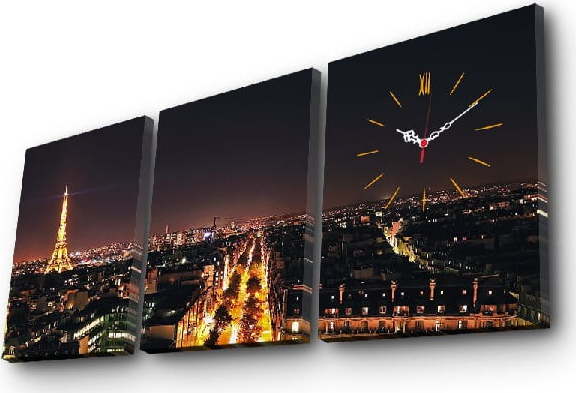 Nástěnné obrazové hodiny Paříž