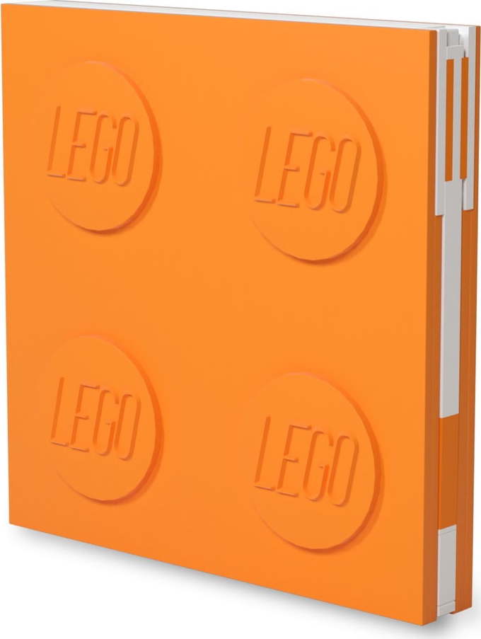 Oranžový čtvercový zápisník s gelovým perem LEGO®