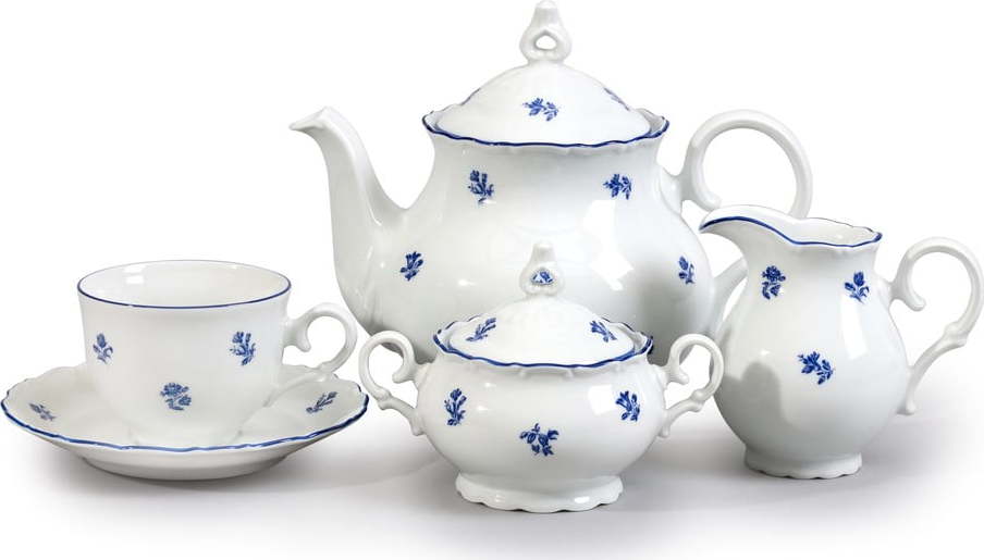 Porcelánová sada na čaj s modrou kytičkou Thun Ophelia THUN