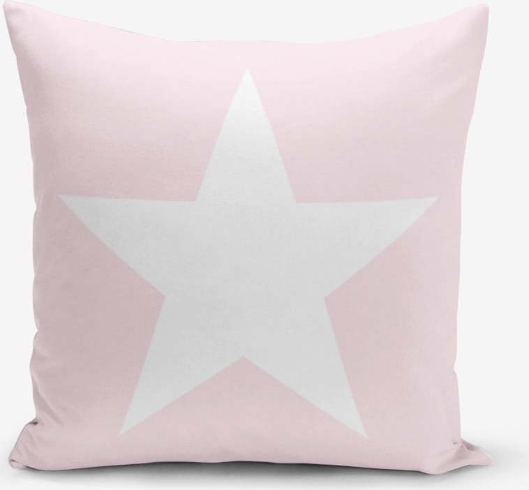 Povlak na polštář s příměsí bavlny Minimalist Cushion Covers Star Pink