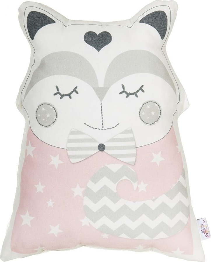 Růžový dětský polštářek s příměsí bavlny Mike & Co. NEW YORK Pillow Toy Smart Cat