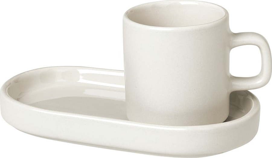 Sada 2 béžových keramických šálků na espresso s podšálky Blomus Pilar