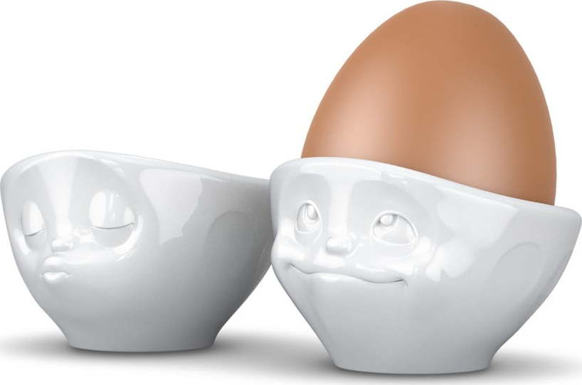 Sada 2 bílých porcelánových zamilovaných kalíšků na vajíčka 58products